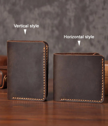 Xajzpa Handmade Vintage Crazy horse Genuine Leather Men Wallet Men Purse Leather Short Card Wallet for Male Money Clips Money bag